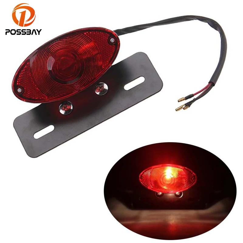 

POSSBAY Motorcycle Taillight Motocicleta Lights Middle Mount License Plate Rear Light Bracket For Harley Custom Bobber Chopper
