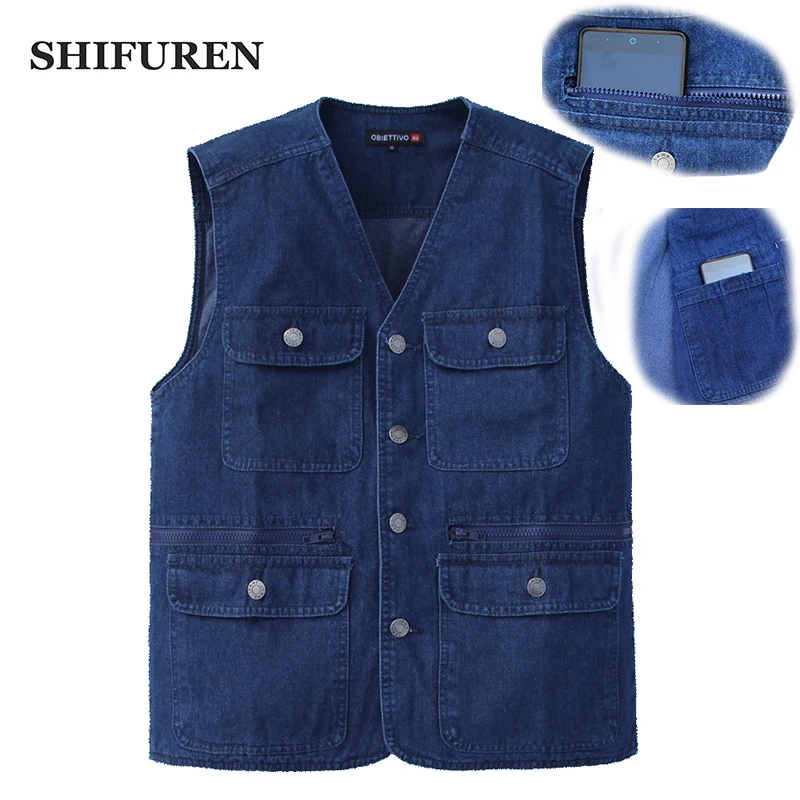 blue jean denim vest