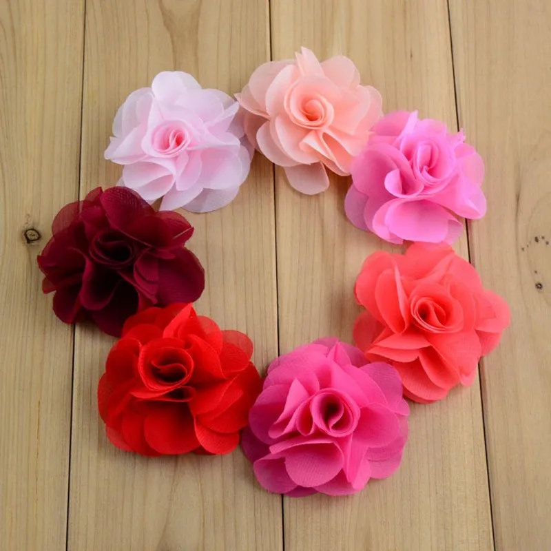 40pcs Embellishment Diy Fabric Flowers Chiffon Flowers Hair