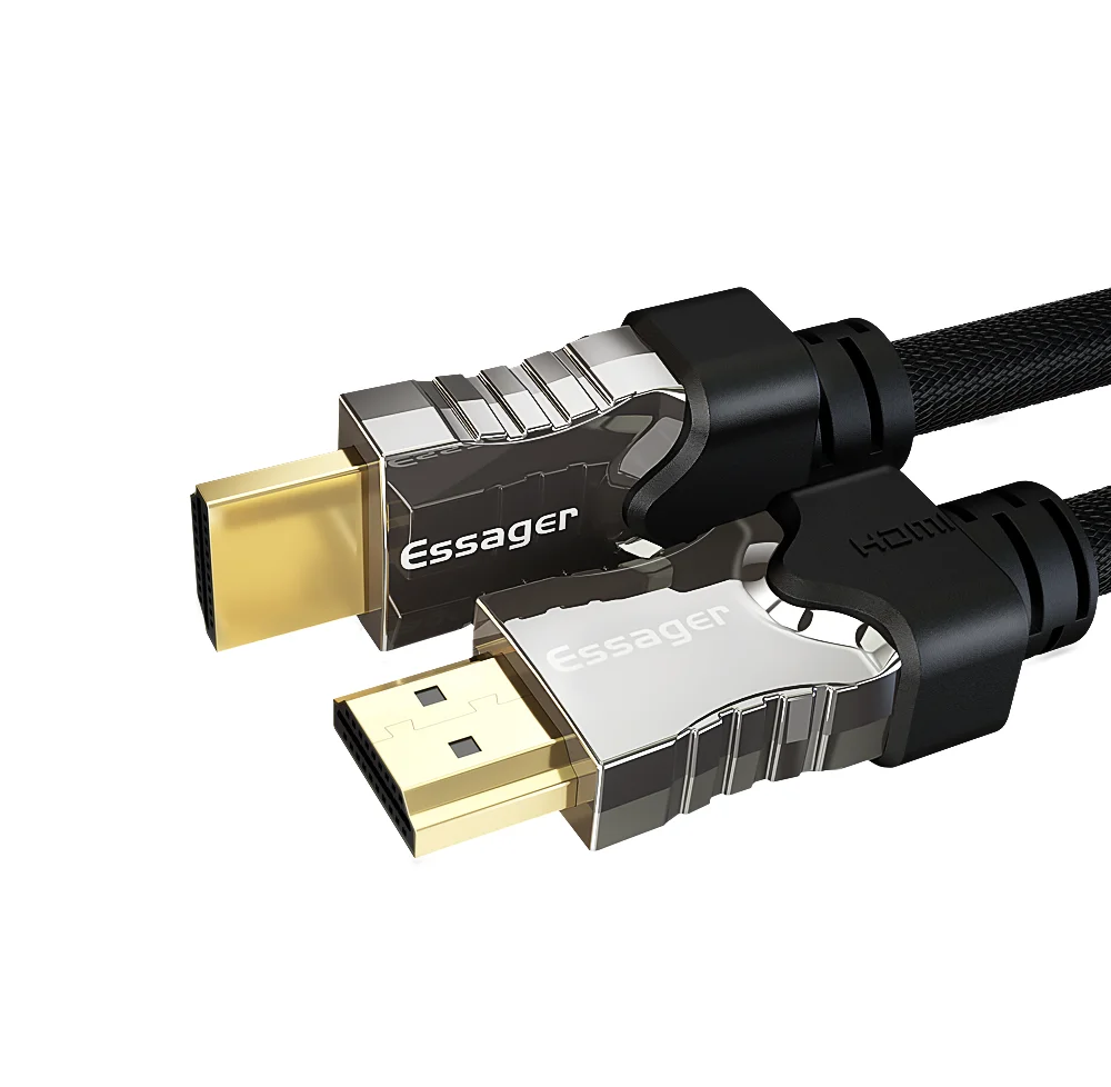 Кабель Essager HDMI в HDMI 2,0 кабель 4K 1080P 3D HDMI адаптер для проектора PS4 HD tv ноутбук 5 м 10 м 15 м 20 м шнур - Цвет: Черный