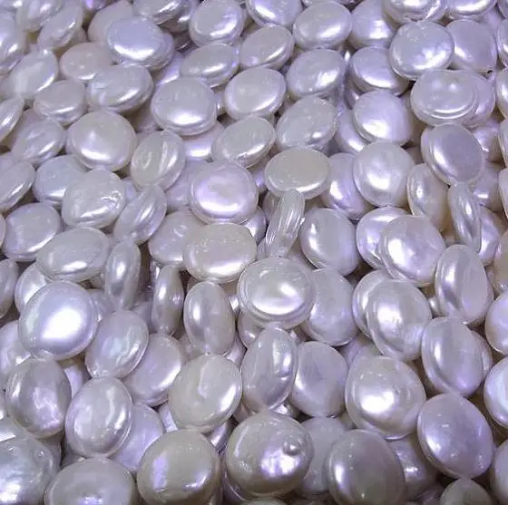 

Unique Pearls jewellery Store 12mm White Coin Genuine Freshwater Pearl Loose Beads DIY Jewelry One Full String Materisl Supply
