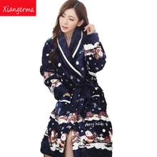 Xiangerma Autumn Winter Female Triple Thick Coral Velvet Robe Bathrobe Folder Cotton Long-Sleeved Pajamas Nightdress Specials