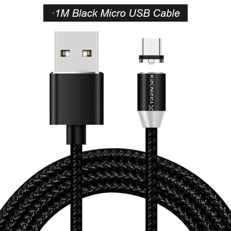 1 м 2 м Магнитный Micro usb type C разъем зарядный кабель шнур для iPhone XS Max 8 Plus для samsung Galaxy S10 E для OnePlus 7 Pro - Тип штекера: 1M Black Micro USB