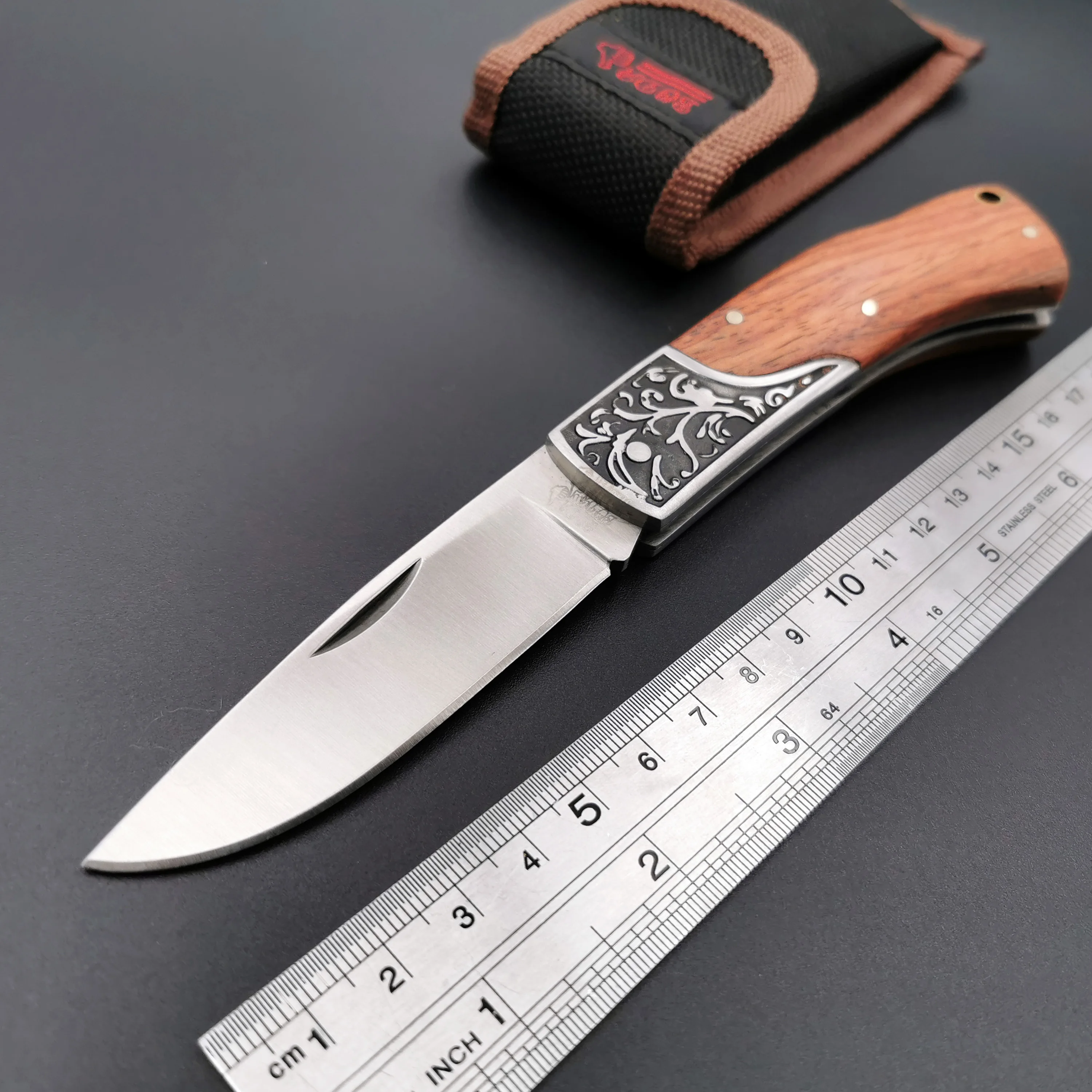

Tactical Folding Knife 7Cr17Mov Blade Wood Handle Outdoor Camping Survival Knives Hunting EDC Muti-Tool Gift Knives