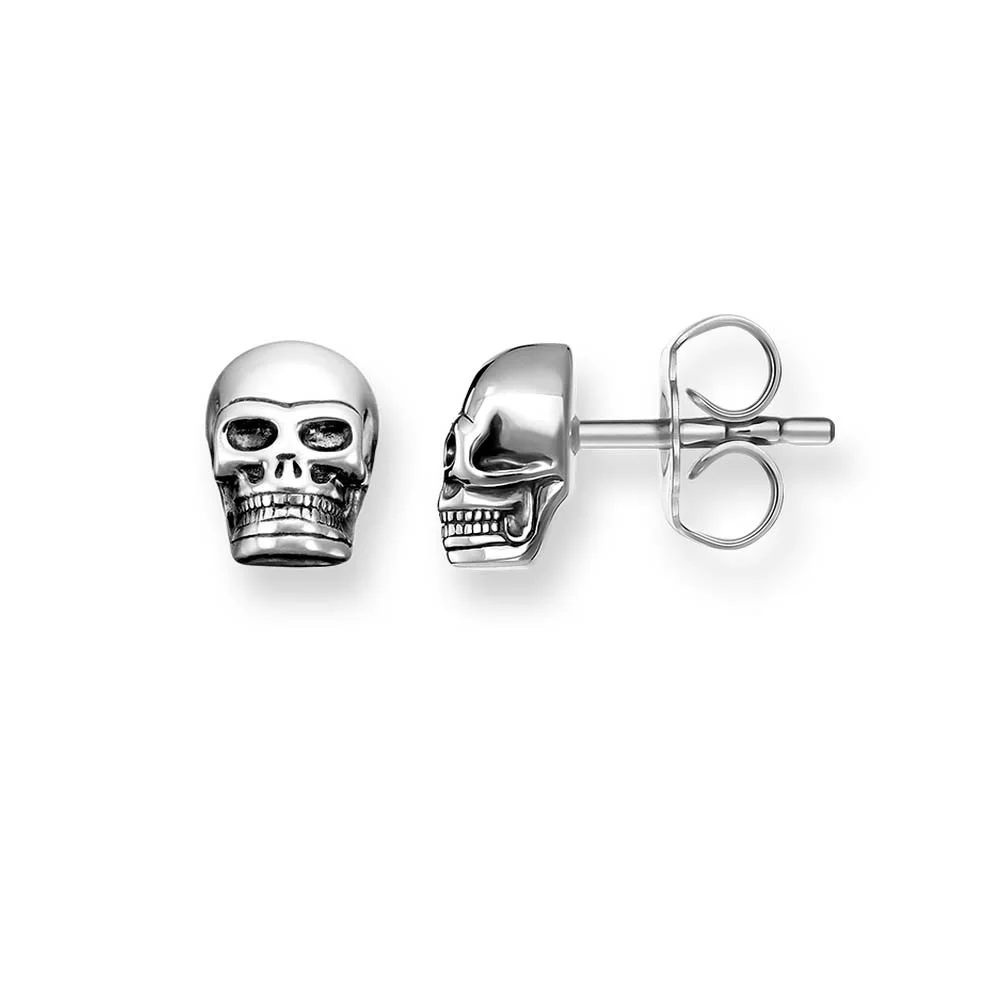High Quality Silver Skull Stud Earrings, Fashion Thomas Style Punk