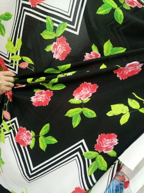 Шифоновая ткань для лета, ткань с цветочным принтом, полиэстер, одежда из ткани, блузка, платье, ткань 50*150 см - Цвет: 5