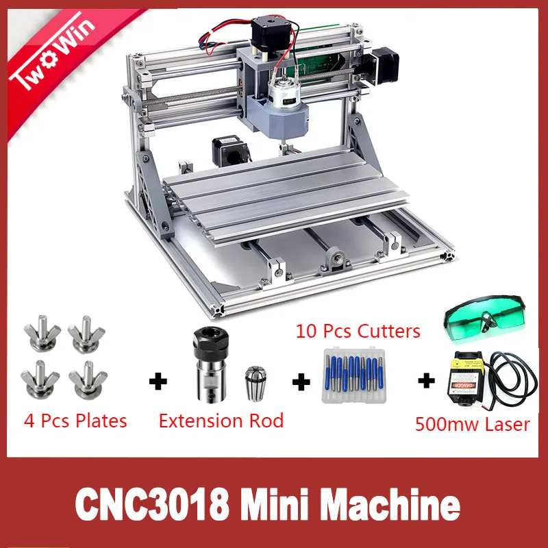 CNC 3018 лазерный гравер мини лазерный гравировальный станок, diy ЧПУ гравировальный станок, Pcb ПВХ фрезерный станок, деревообрабатывающий станок, продвинутая игрушка - Цвет: with 500mw Laser