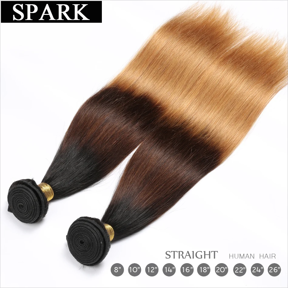 Spark медовый блонд 1/3/4 шт. эффектом деграде (переход от темного к бразильские прямые волосы пучки волос плетение Пряди человеческих волос для