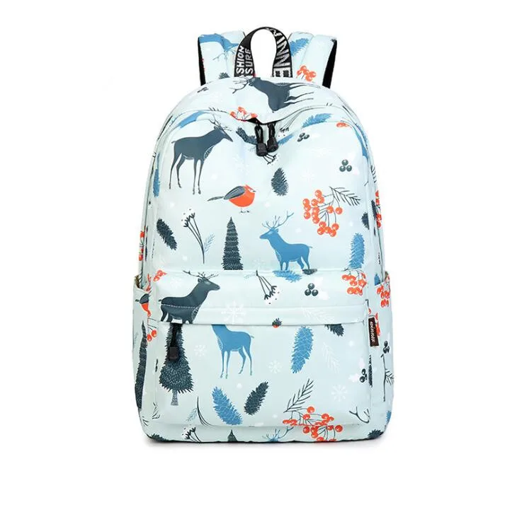 

High Quality Waterproof Women Backpack Cute Pattern Printing Female Travel Daily Laptop Knapsack girl school bag W-16-65