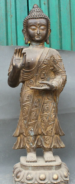 

dr524 27" Tibet Tibetan Buddhism Bronze Stand Shakyamuni Amitabha Buddha Robe Statue