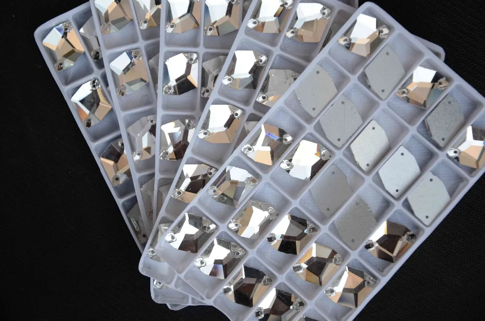 

All Sizes Cosmic Shape Sew On Stones Crystal Clear Color Flat Back 2 holes11*14mm,13*17,16x21,21*27mm Glass Sewing Crystal Beads