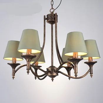 

Simple American village Iron Pendant Lights green cloth cover living room bedroom restaurant Pendant Lamps ZX69