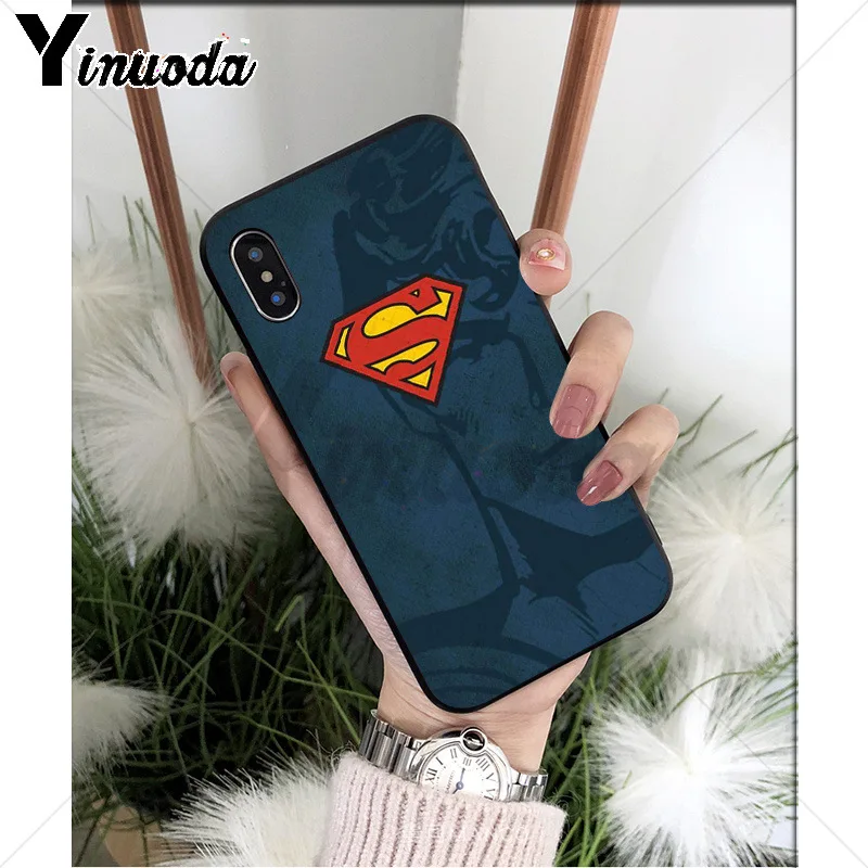 Yinuoda DC hero Супермен Силиконовый мягкий ТПУ Черный чехол для телефона для iPhone X XS MAX 6 6s 7 7plus 8 8Plus 5 5S SE XR - Цвет: A7