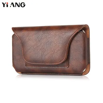 

Waist Packs for Men YIANG Brand PU Leather Litchi Pattern Mobile Phone Bag Waist Bag Fashion Belt Clip Bag Leather Belt Pouch