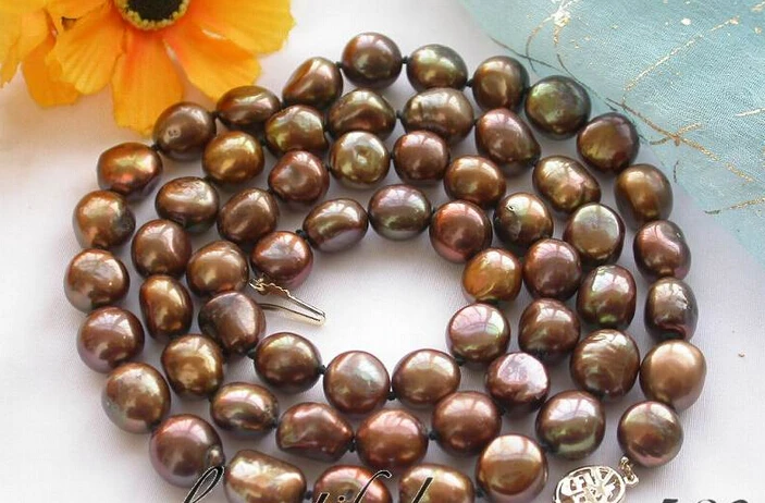

fast 30" 12mm baroque coffee freshwater pearl necklace(z3063) (A0513)