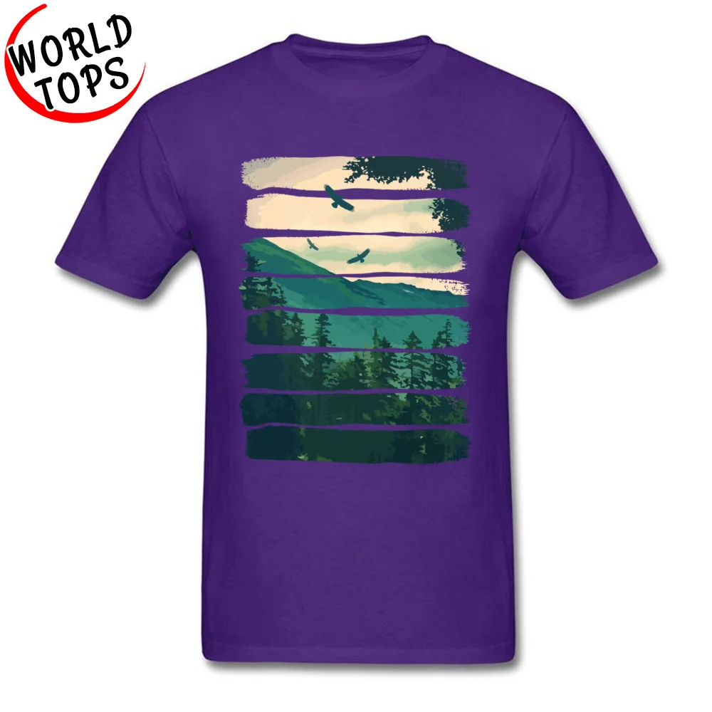 Hiker Футболка хлопок мужская футболка горный природный пейзаж птицы Графические футболки для взрослых Новое поступление хорошее качество топы - Цвет: Фиолетовый