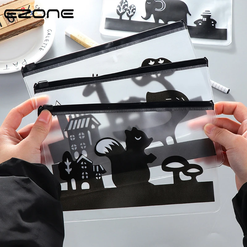 

EZONE Cute Animals Document Bag Kawaii Giraffe/Squirrel/Elephant/Fox PVC Waterproof File Bag Briefcase Holder Student Stationery