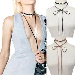 Новинка 2017 года стимпанк галстуком Макси-ожерелье с подвеской для Для женщин бантом бархатные Чокеры Ожерелье Колье Jewelry XR239