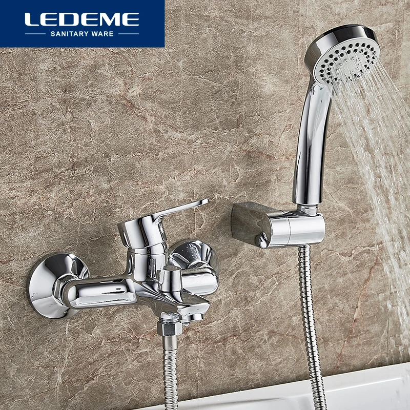 LEDEME Bathtub Faucet 1 set for Bathroom Outlet Pipe Chrome Plated Bath