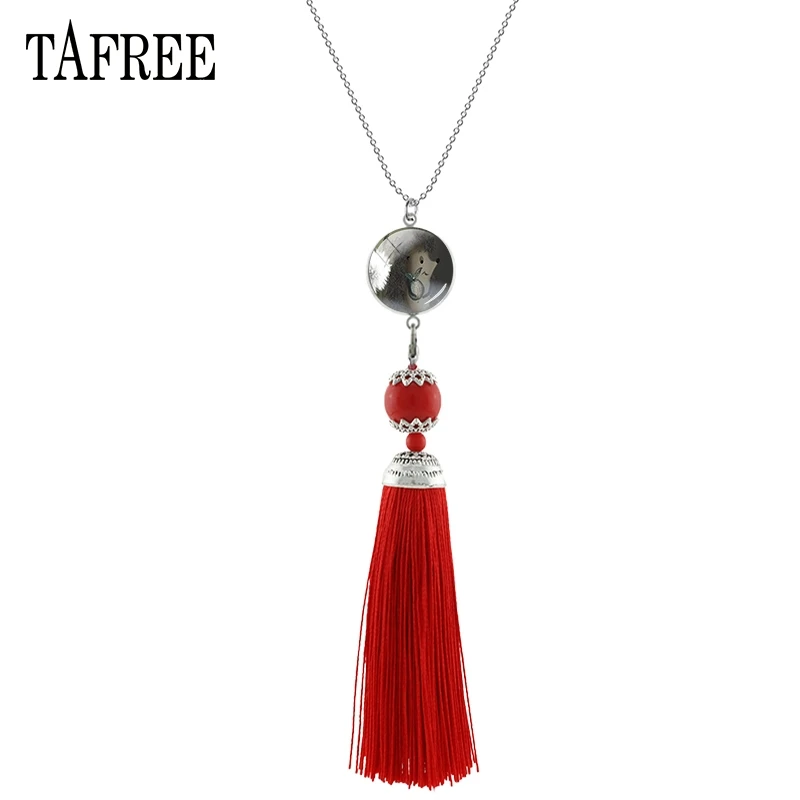 

TAFREE Hedgehog In The Fog Tassel Pendants Necklaces Female Bohemia Statement Necklaces Choker Pendant Wedding Gift Jewelry HF43
