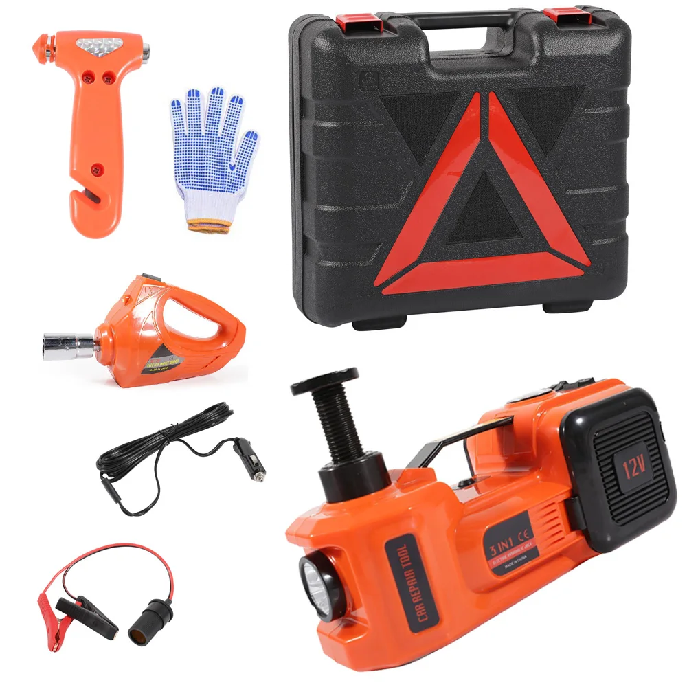  Auxmart 3 Functions Air Pump Lighting Car Lifting Electric Hydraulic Jack Impact Wrench 5T 12V Auto