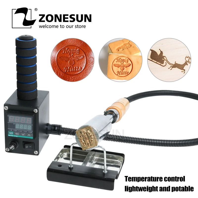 ZONESUN Handheld leather wood paper embossing tool hot stamping machine