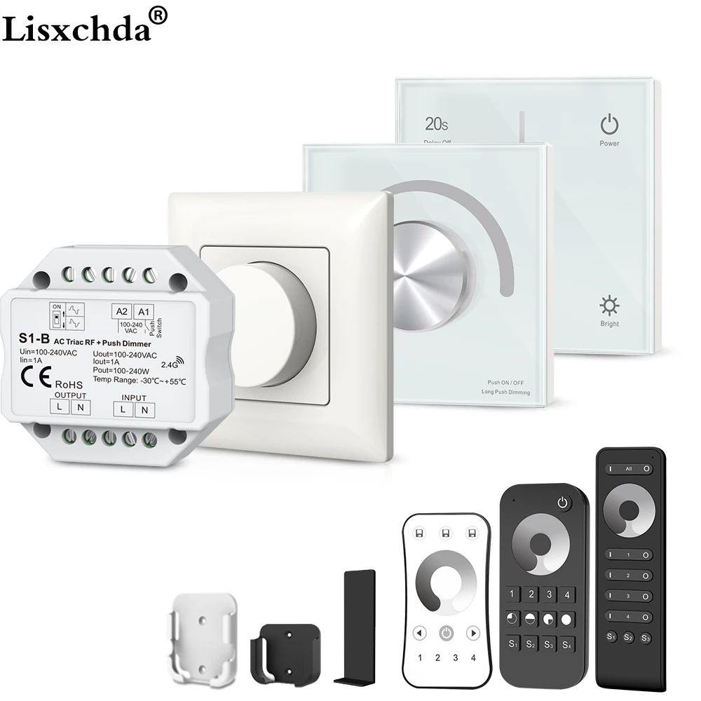 Triac LED диммер 220 в 230 В 110 AC 2 4G 4 зонный беспроводной Радиочастотный пульт