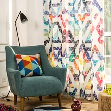 Fashion Geometric Printed Semi shading Cotton Linen Home font b Curtains b font for the Bedroom