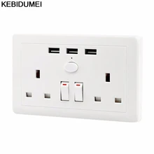 KEBIDUMEI розетка с usb-переключателем в walleelectric Outlet 2.1A 3 USB порт Великобритания вилка кухонная мощность