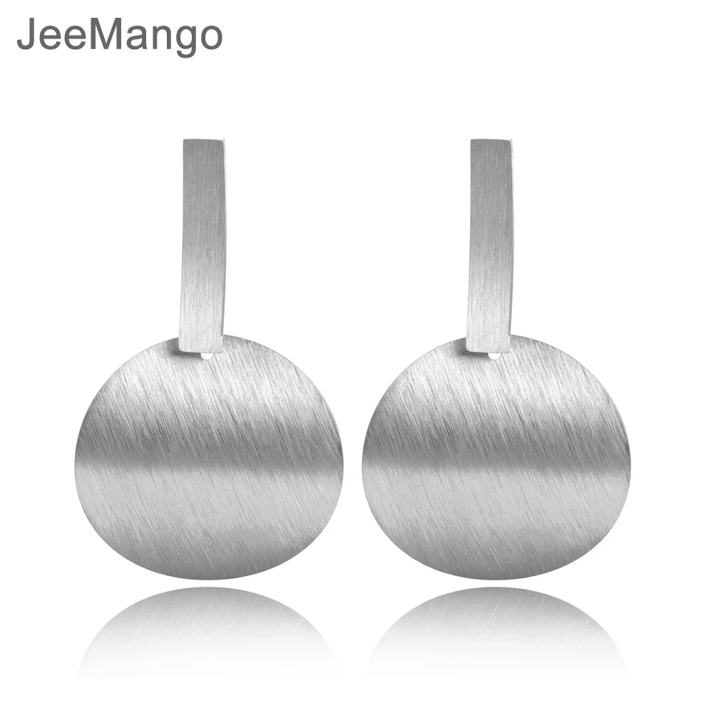 

JeeMango Frosted Surface Curved Geometry Stainless Steel Earrings Gold & Silver Color Jewelry Exaggerated Element E18487