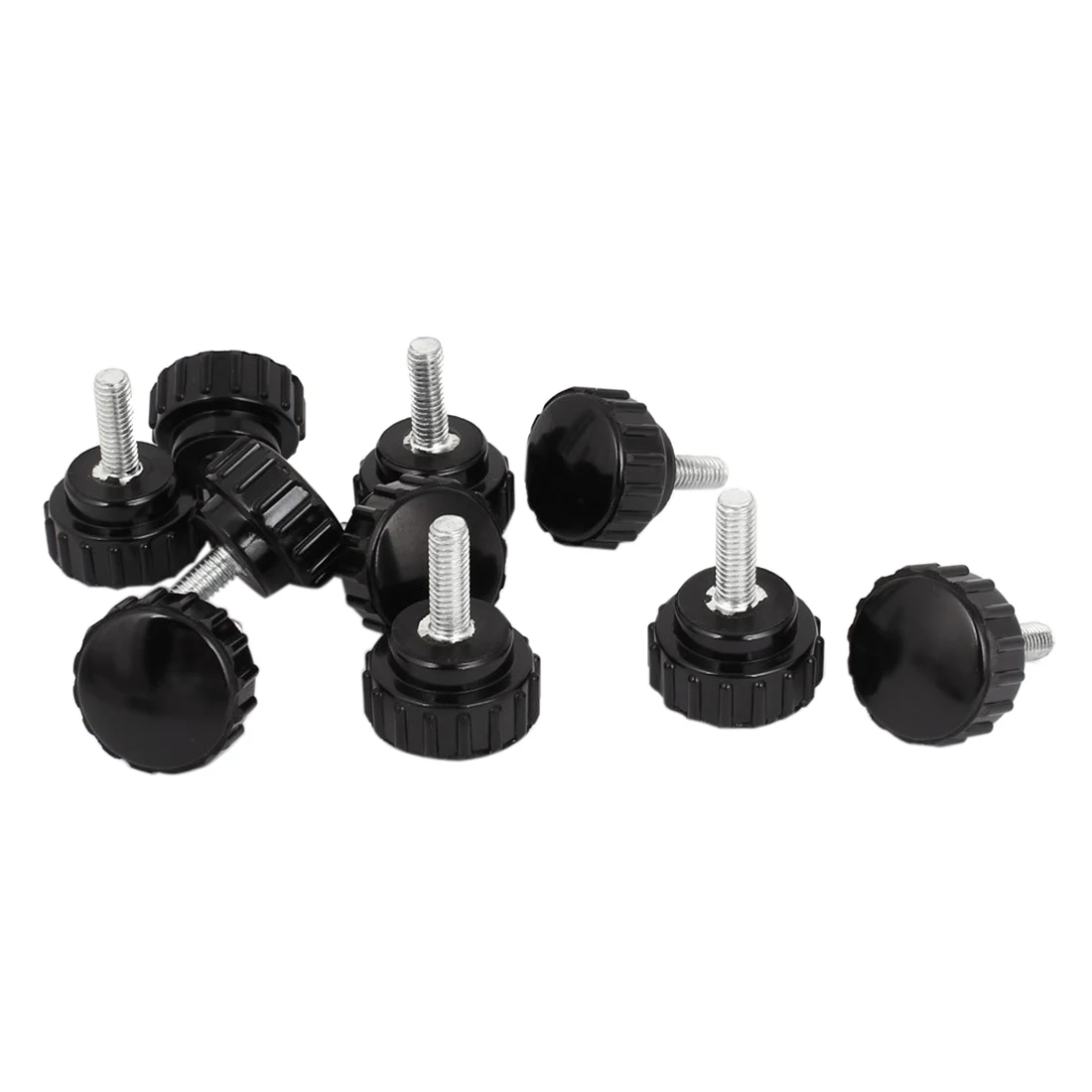 

10 PCS Lathe M5 x 18mm x 15mm Black Round Head Thumb Screw Straight Knobs