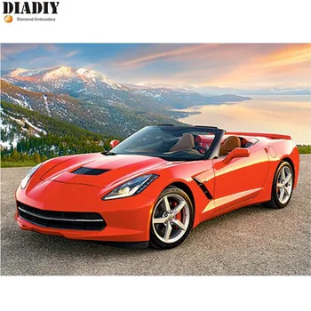 

5D DIY diamond embroidery Red sports car Mountain diamond painting Cross Stitch full round Rhinestone mosaic decoration
