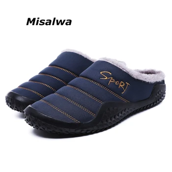 

Misalwa Big Size Men Sliper Winter Daily Indoor Fur Lined Warm Slippers Convenient Easy to Wear Off Antiskid Casual Shoes