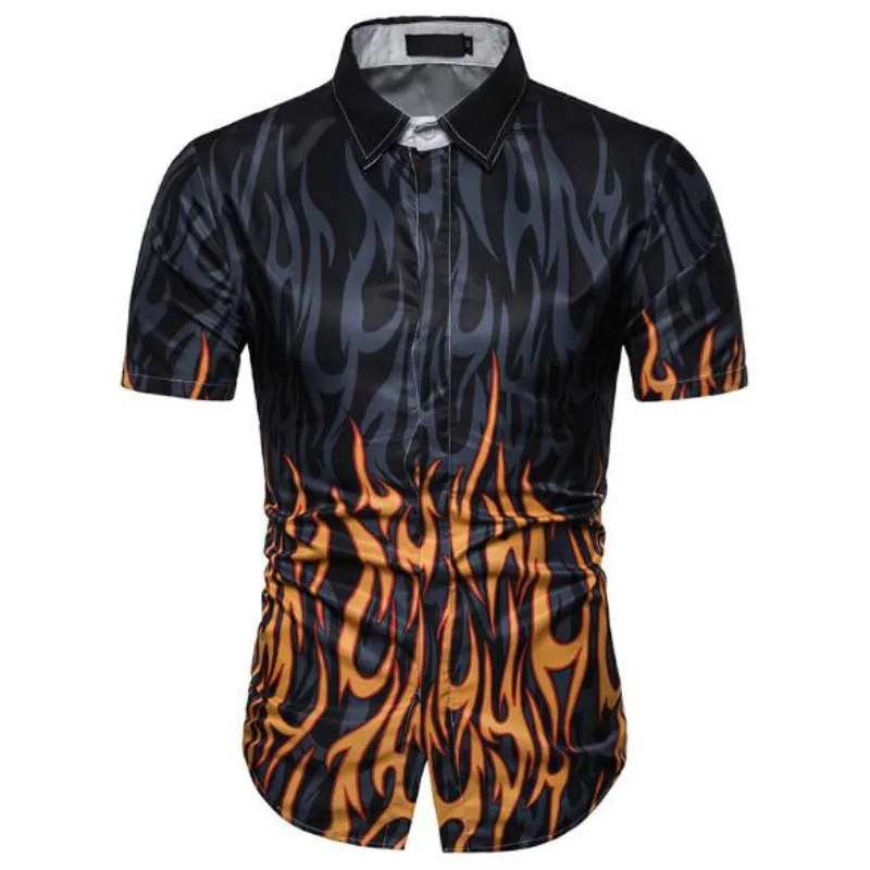 

Men's Summer Fashion New Flame Light Color 3D Printing Men's Short Sleeve Shirt