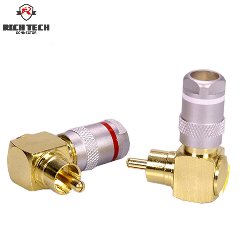 

1pair L shape Right Angle RCA Connector gold plated Plug Welding-Free RCA AV Plug