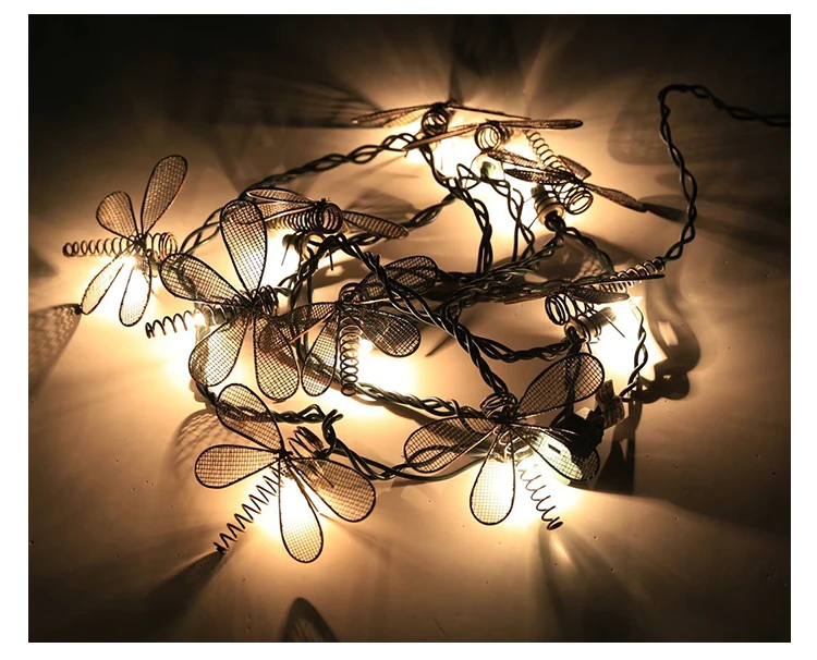 1,5 м 10 светодио дный LED s железная Стрекоза светодио дный гирлянды светодиодные свет лампы для Рождество Свадебная вечеринка Сад Гирлянда