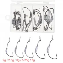 25 шт. колючие свинцовые офсетные рыболовные крючки с мягким червячным пружинным замком 2 г/2,5 г/3 г/5,25 г/7 г Кривошипные рыболовные крючки