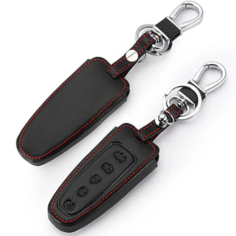 

Genuine Leather Remote Key Case Shell Cover For Ford Mondeo Mk3 Transit Custom Fusion Edge Mondeo Mustang For Ford Keys Keychain