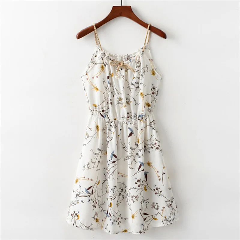 

2018 summer new women's clothes. Weave with beaded, frenulum print dress. Fashionable and fresh temperament, hot selling. S-5XL