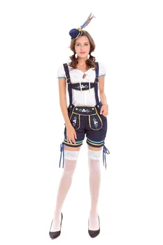 

Women Beer Girl Costume Bavaria Oktoberfest Beer Maid Shirt Lederhosen Outfit German Wench Uniform New Cosplay Women