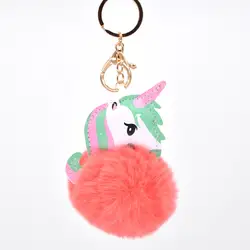 Kawaii мягкие игрушечные лошадки Единорог брелок Unicornio ключ кулон Забавные игрушки животные для девочек Подарки Juguetes Licorne плюшевые пельмени
