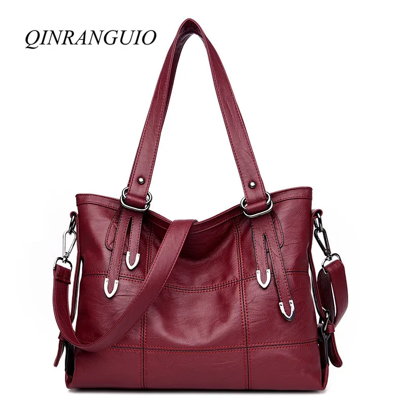 

QINRANGUIO Bags Handbags Women Famous Brands Vintage Women Leather Handbags 2019 Bag Women Handbags Top-handle Women Bag