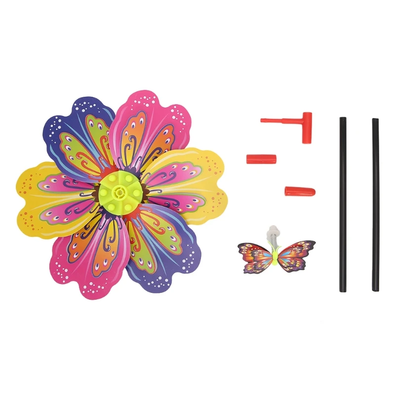 

2019 Popular 3D Butterfly Flower Windmill Wind Spinner Home Garden Yard Decoration Kids Toy