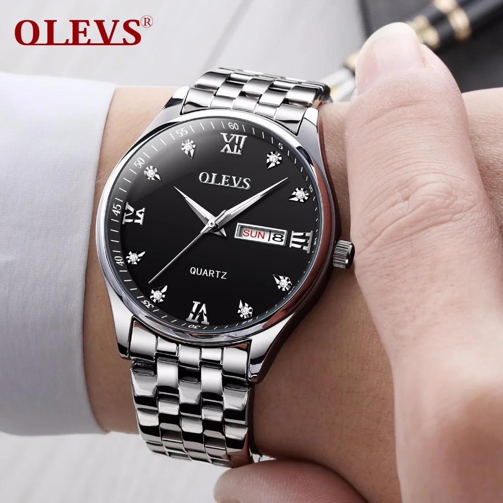 

Men Watches 2018 Luxury Brand OLEVS Mens Wrist Watch Sports Stainless Steel Watch Men Luminous Swim Business Quartz Date Clock