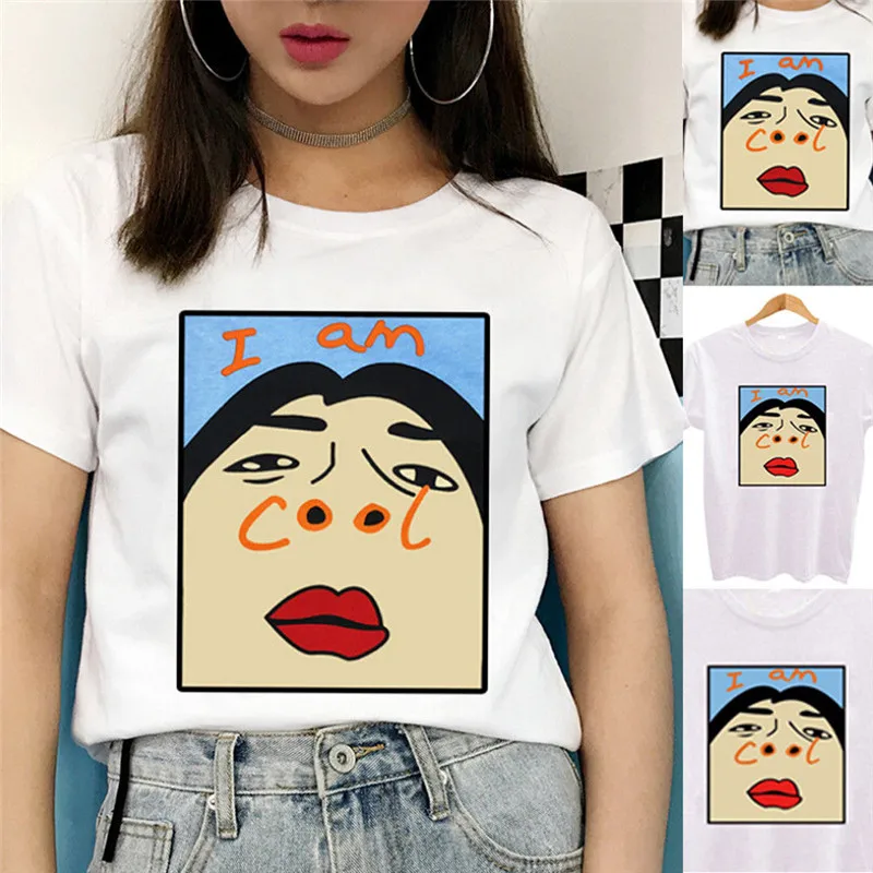 

Women Print Cute Funny T-Shirt Summer Short Sleeve O-neck T-shirt