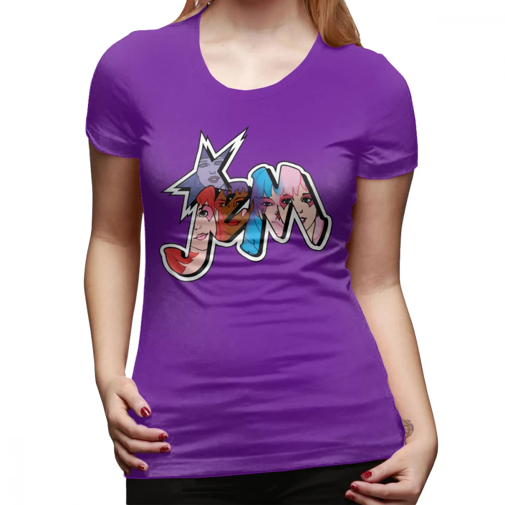 She Ra футболка Jem и голограмма Логотип Группа Цвет Футболка Kawaii Графический женская футболка плюс размер серебряные женские футболки - Цвет: Фиолетовый