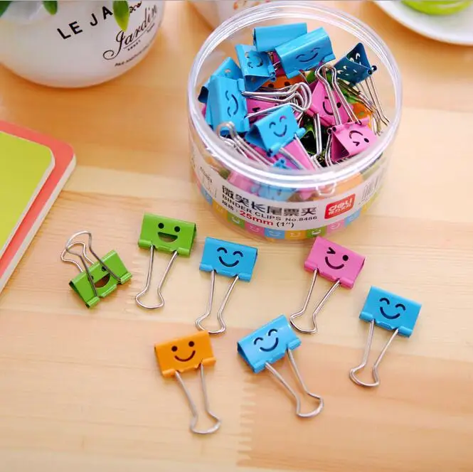 Buy 25MM Smiley Face Mini Kawaii Metal Binder Clips