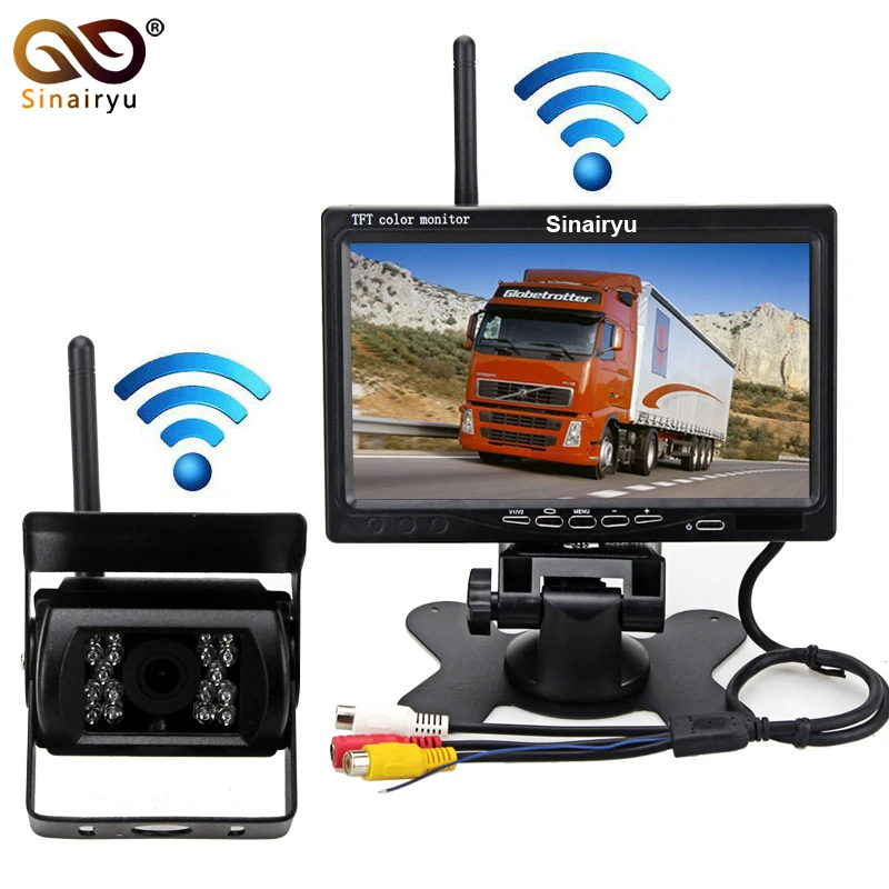 

New! 2.4 GHz Wireless Rear View Camera+ 2.4 GHz Wireless 7 inch Car Monitor Parking Assistance System Fit For Auto Truck Van Bus