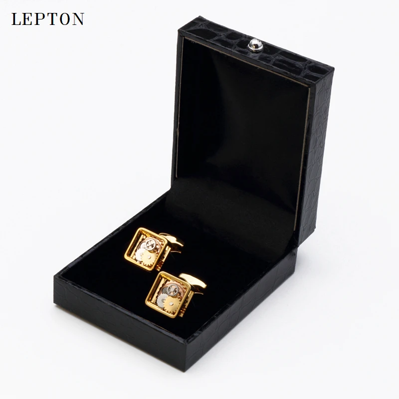 Лидер продаж квадратный стимпанк Шестерни запонки lepton часовой механизм запонки для мужчин Бизнес Свадебные Запонки часы, наручные часы с механизмом, близнецы