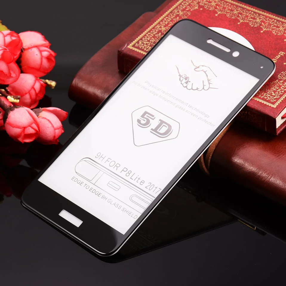 5D Tempered Glass for Huawei P8 Lite 2017 Glass Full Cover 9H Round Edge Phone Flim for Huawei P8lite 2017 Screen Protector 3D  (15)